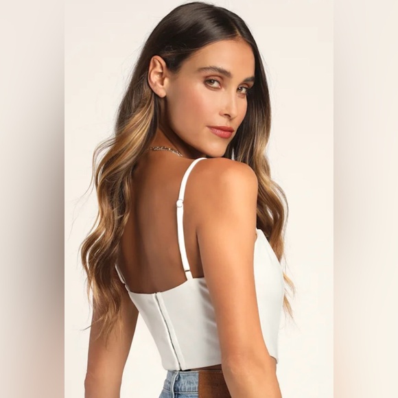 Radiating Romance White Sleeveless Cropped Bustier Top - Picture 4 of 9